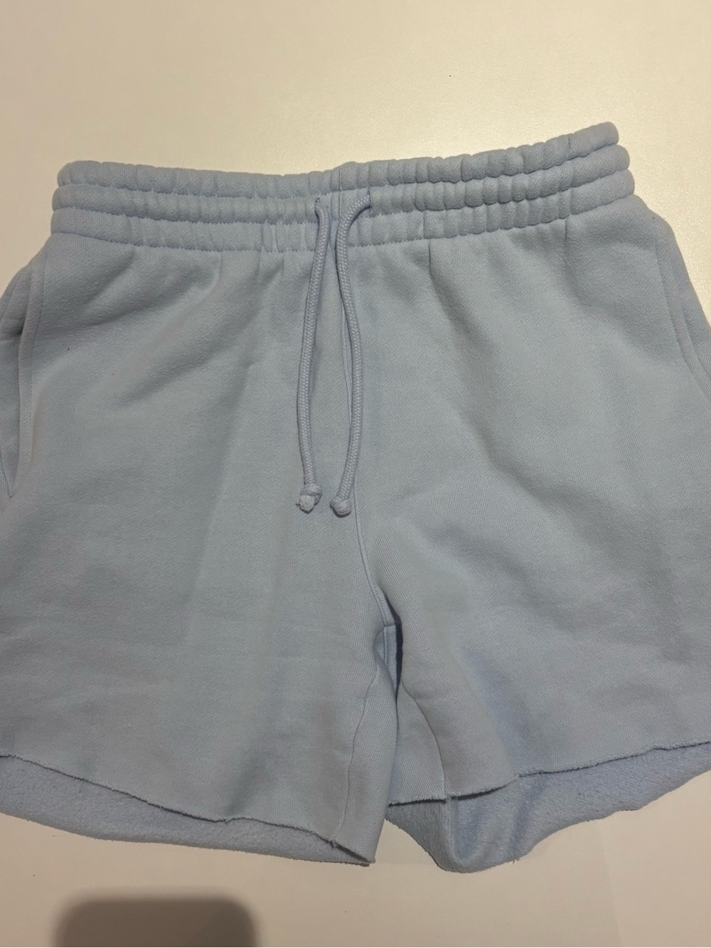 TNA cozy Light Blue fleece boyfriend Drawstring Shorts